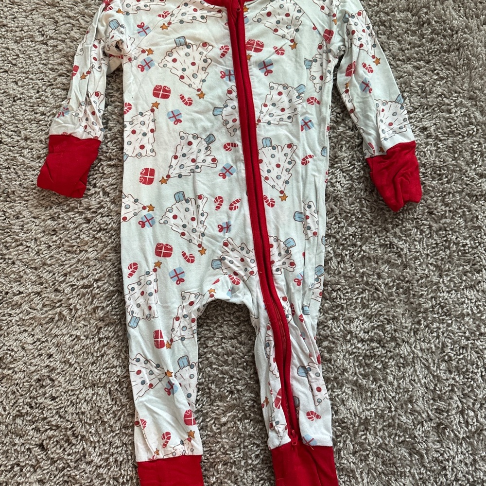 Caden Lane Red and White Kids Pajama Footies
